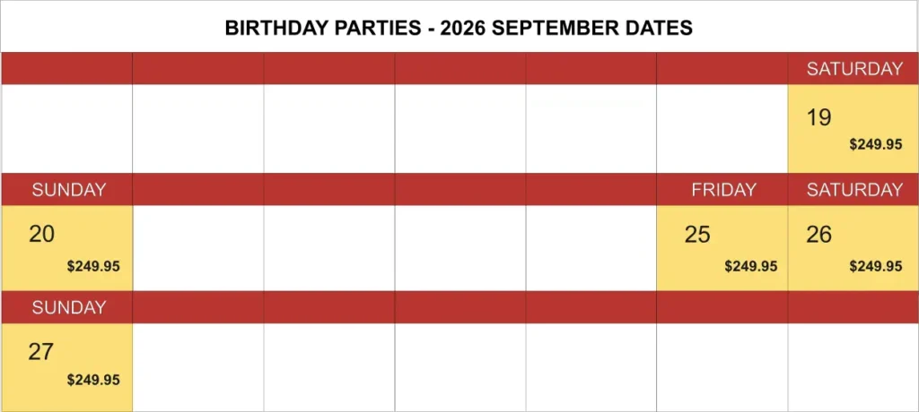 Birthday Parties September 2026
